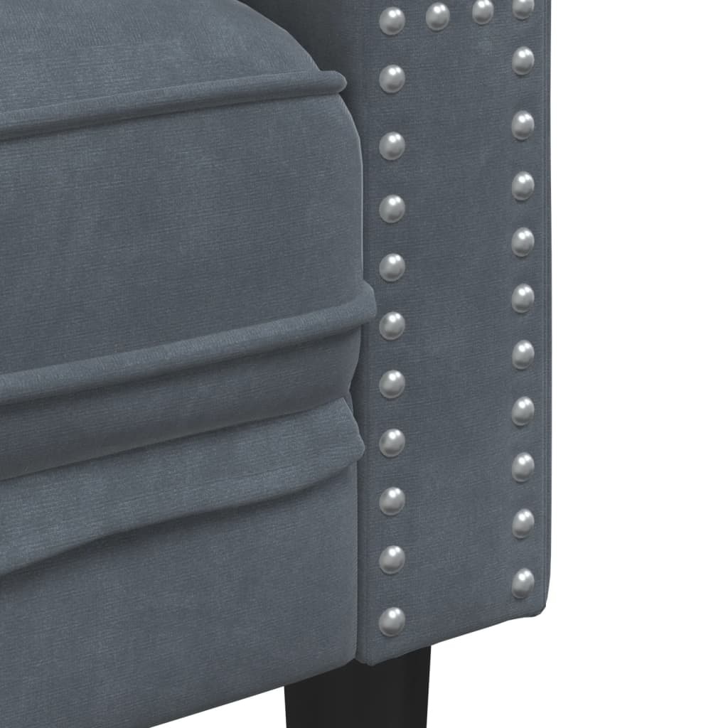 vidaXL Tweezitsbank Chesterfield-stijl en bolsters fluweel donkergrijs