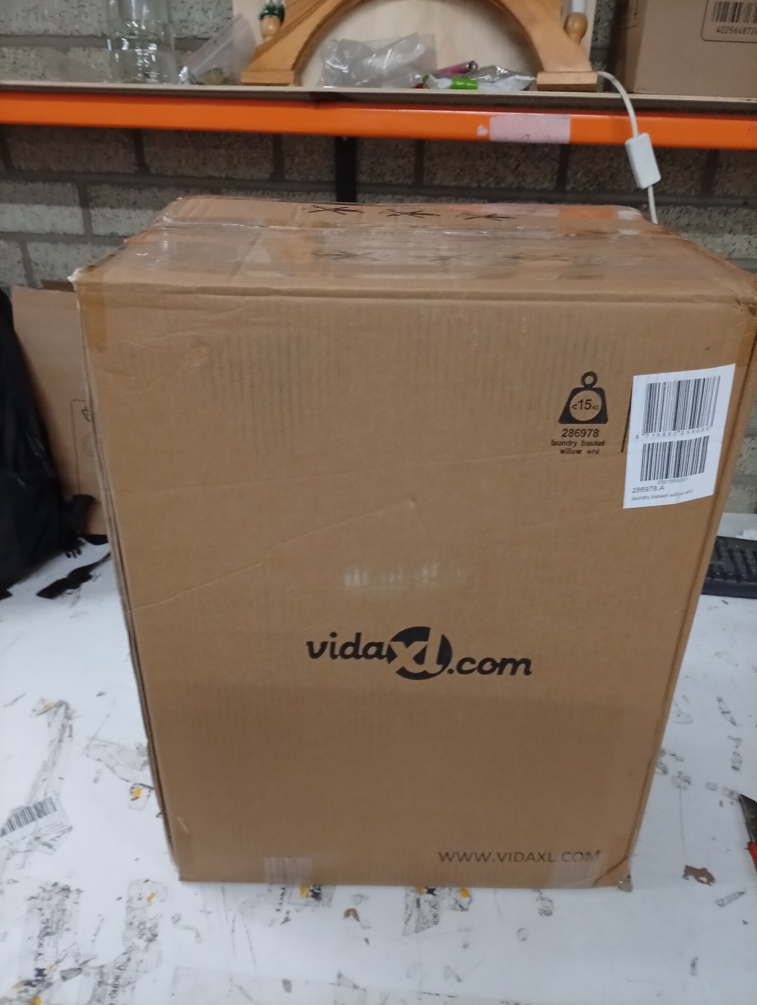 vidaXL Wasmand wilgen wit