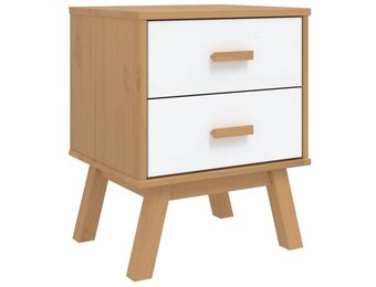 vidaXL Nachtkastje OLDEN massief grenenhout wit en bruin