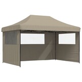 VidaXL Pop-Up Partytent Taupe (40% Korting!) - Inklapbaar met 3 Zijwanden