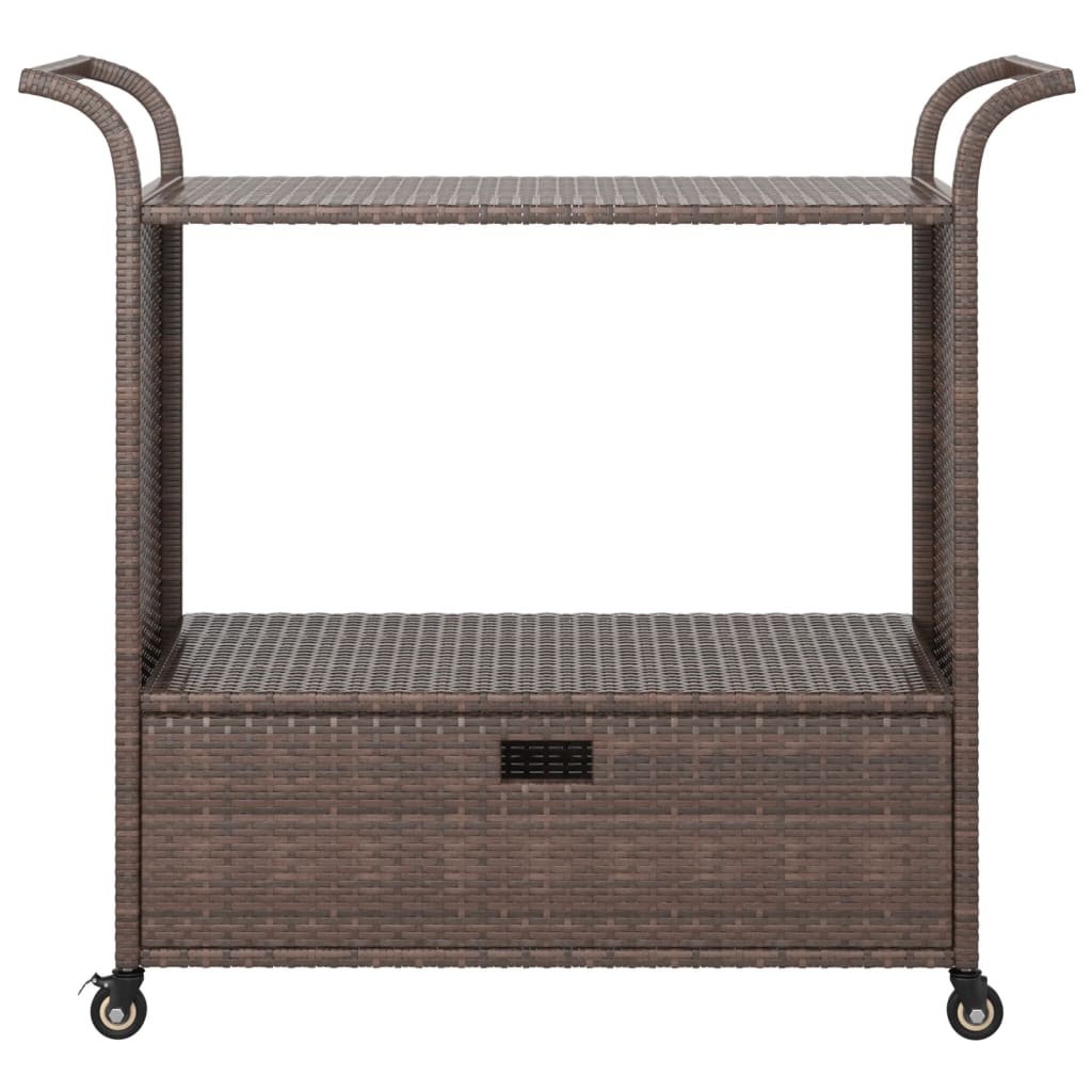 VidaXL Serveerwagen met Lade - Poly Rattan Bruin - 65% Korting!