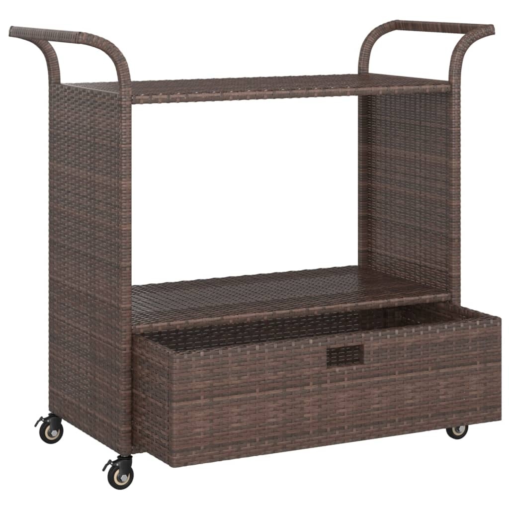 VidaXL Serveerwagen met Lade - Poly Rattan Bruin - 65% Korting!
