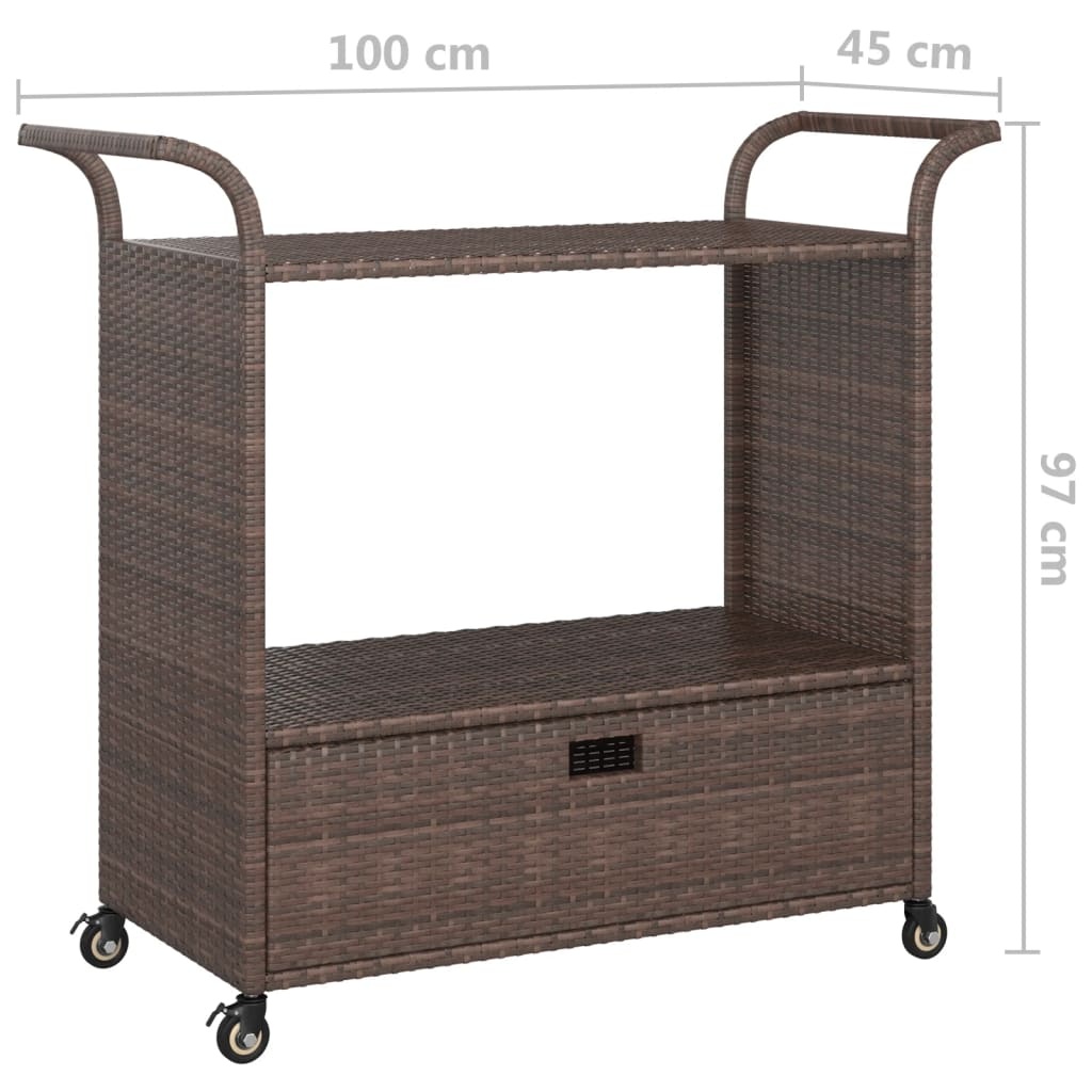 VidaXL Serveerwagen met Lade - Poly Rattan Bruin - 65% Korting!