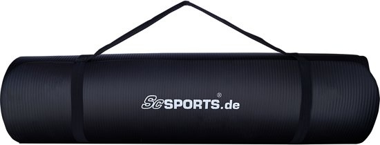 Fitnessmat Sportmat met draagriem (46% KORTING!) - 185x100x1cm Zwart
