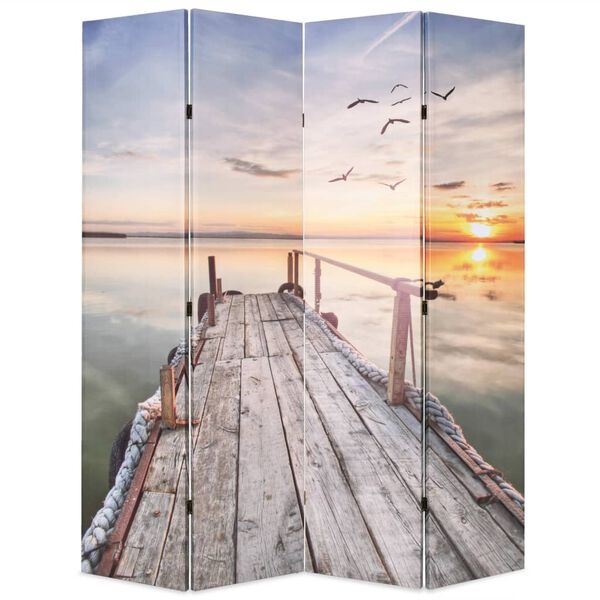 vidaXL Kamerscherm Meer Zonsondergang - 60% Korting! (160x170 cm)