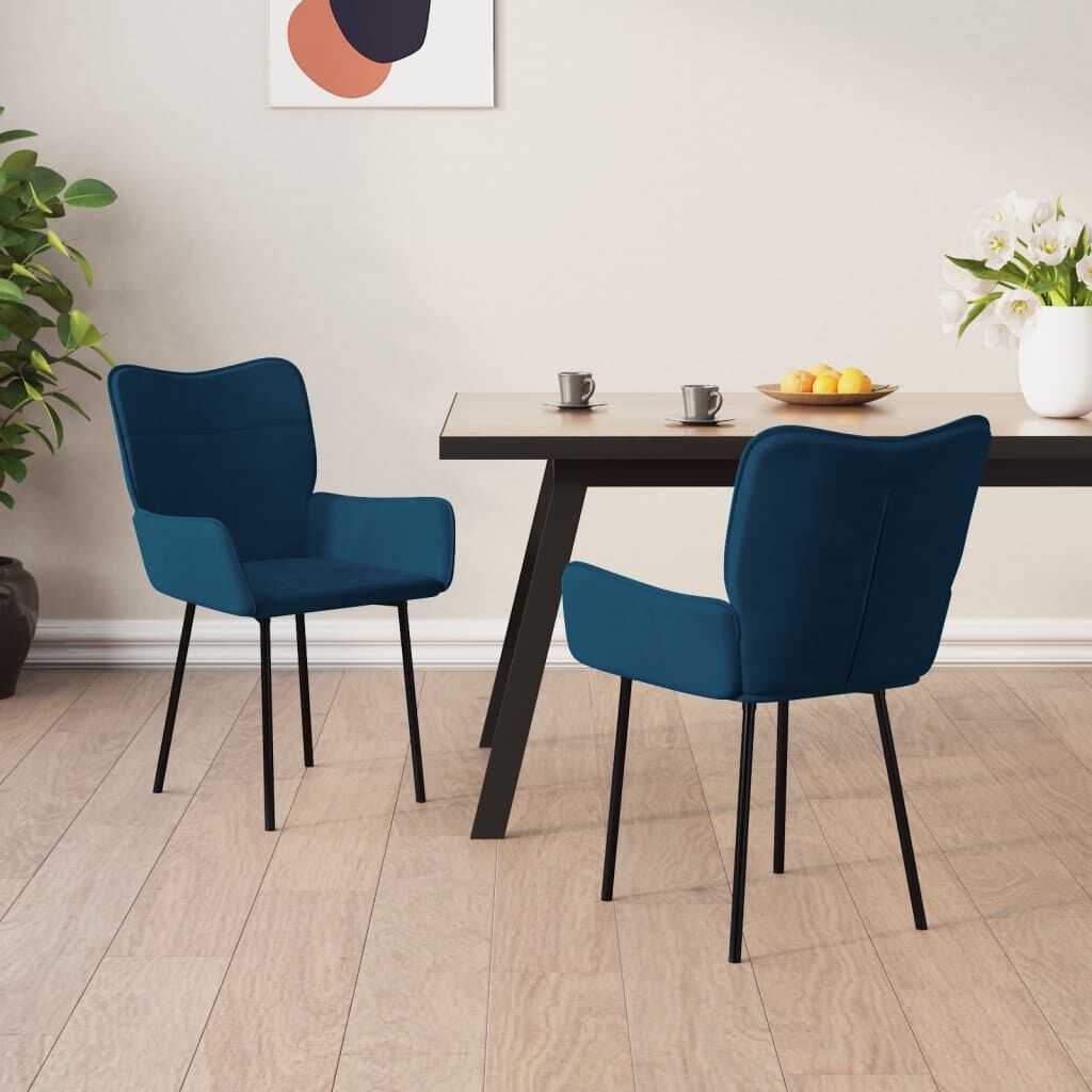 VidaXL Eetkamerstoelen 2 Stuks | Fluweel Blauw | 40% Korting!
