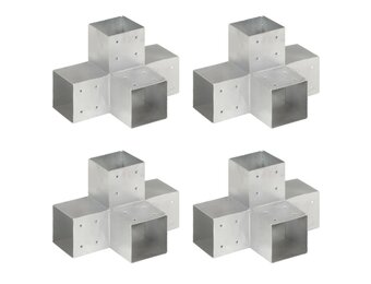 VidaXL X-Vorm Paalverbindingen 4-weg 101mm Gegalvaniseerd Metaal - 40% Korting!