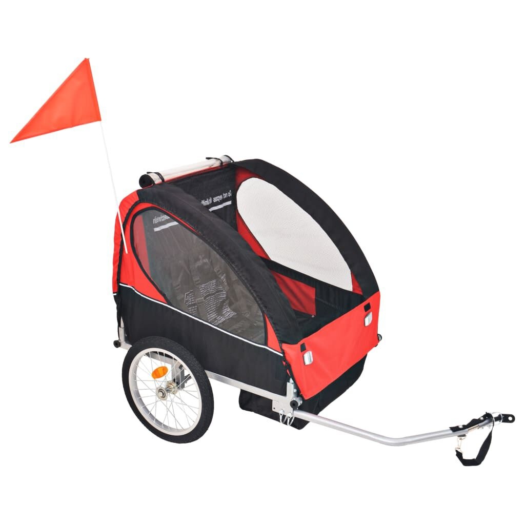 vidaXL Fietstrailer Kinderen 30kg Zwart/Rood - 40% Korting!