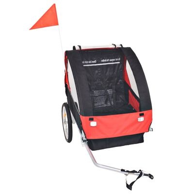 vidaXL Fietstrailer Kinderen 30kg Zwart/Rood - 40% Korting!