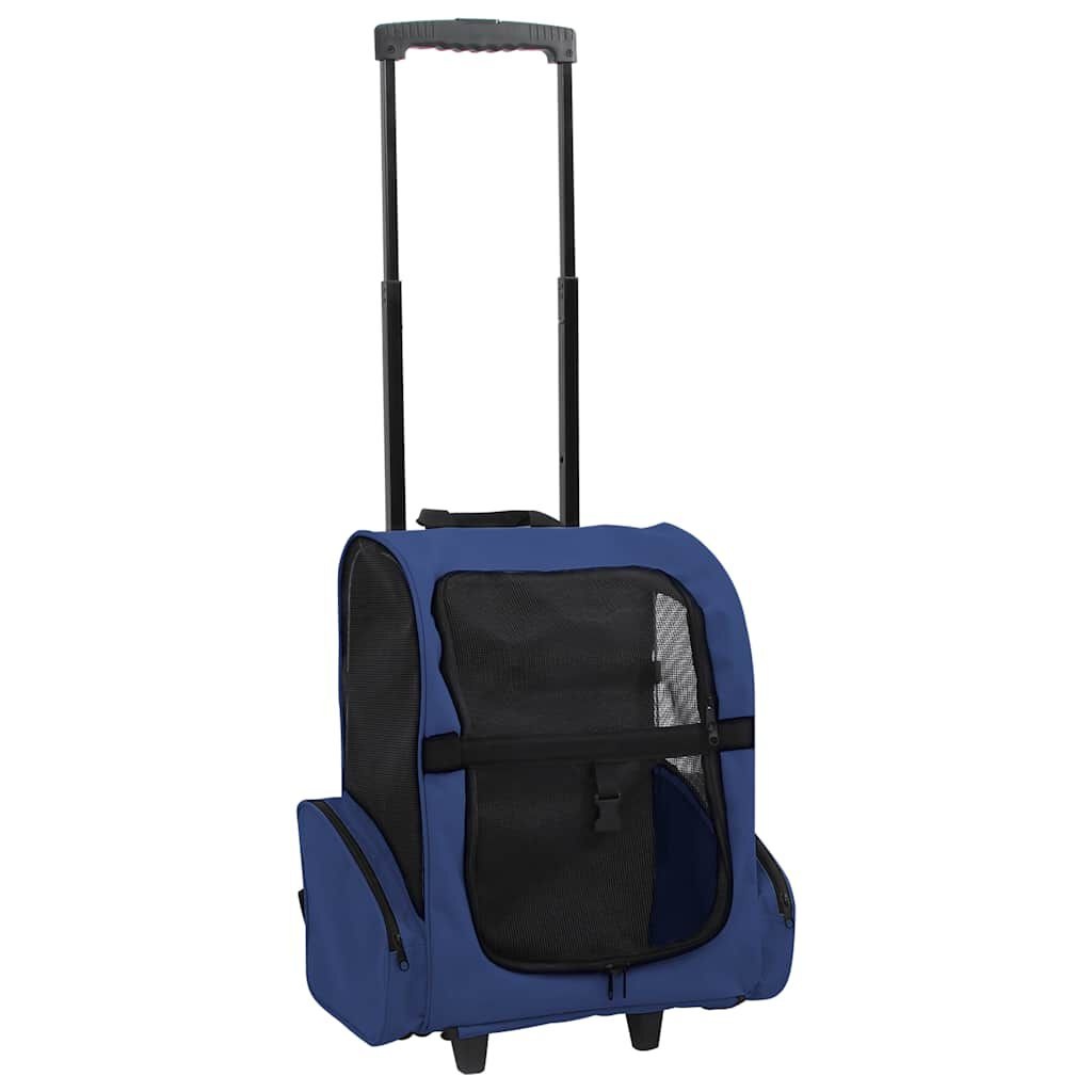 vidaXL Huisdierentrolley Blauw - 40% Korting! Inklapbaar & Ventilerend