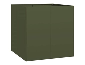 VidaXL Plantenbak Staal 80x80x80cm Olijfgroen | 47% Korting! (Nieuw)