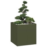 VidaXL Plantenbak Staal 80x80x80cm Olijfgroen | 47% Korting! (Nieuw)