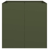 VidaXL Plantenbak Staal 80x80x80cm Olijfgroen | 47% Korting! (Nieuw)