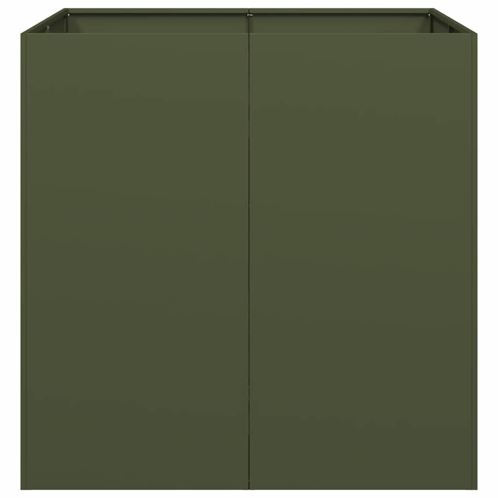 VidaXL Plantenbak Staal 80x80x80cm Olijfgroen | 47% Korting! (Nieuw)