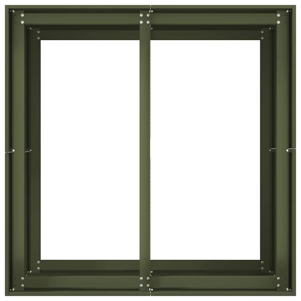 VidaXL Plantenbak Staal 80x80x80cm Olijfgroen | 47% Korting! (Nieuw)
