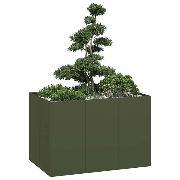 VidaXL Plantenbak Staal Olijfgroen 120x80x80 cm | 40% Korting!