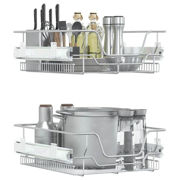 VidaXL Uittrekbare Draadmanden (2 stuks) 45cm Zilver - 35% Korting!