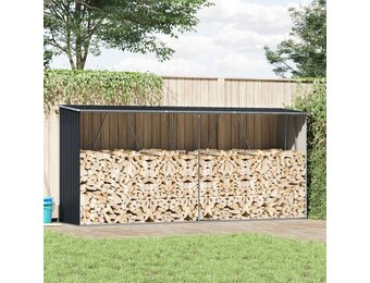 vidaXL Haardhoutschuur Antraciet - Gegalvaniseerd Staal (330x84x152cm) - 40% Korting!