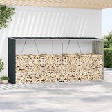 vidaXL Haardhoutschuur Antraciet - Gegalvaniseerd Staal (330x84x152cm) - 40% Korting!