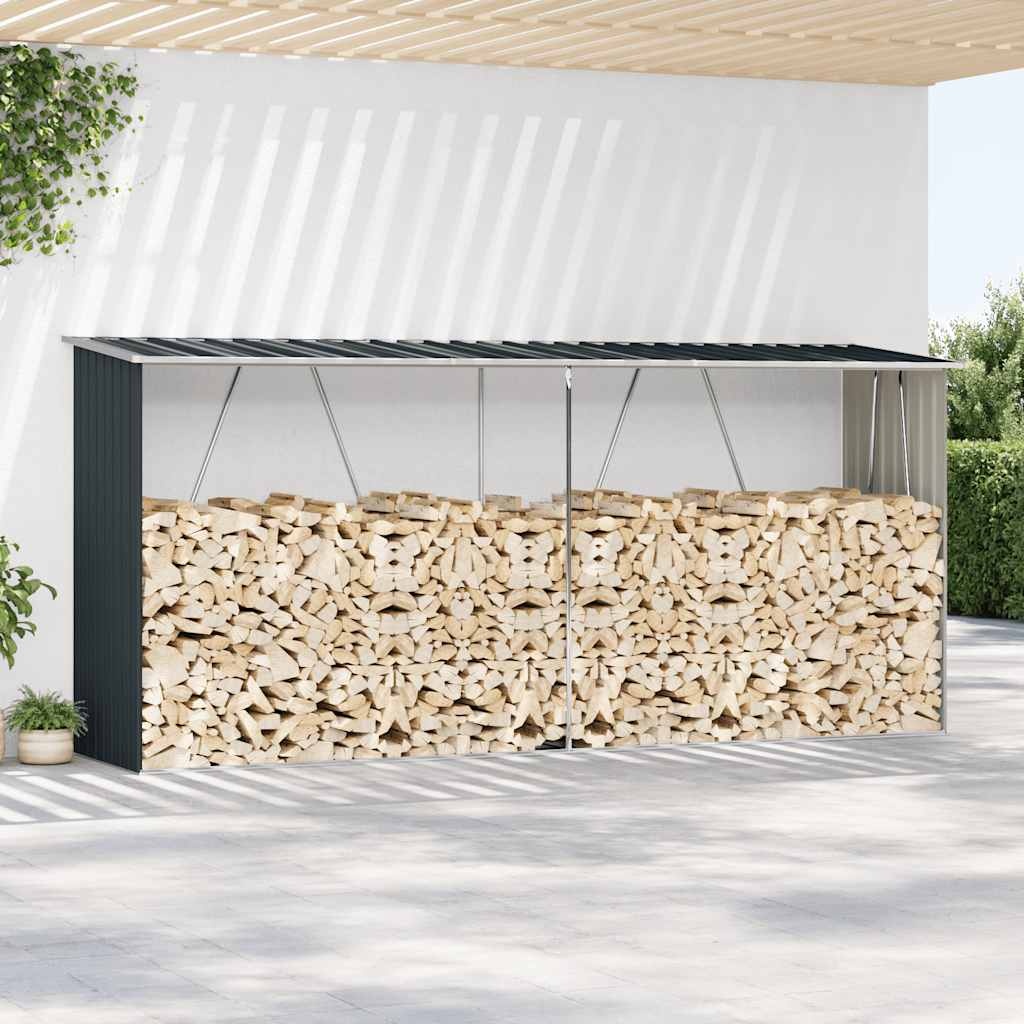 vidaXL Haardhoutschuur Antraciet - Gegalvaniseerd Staal (330x84x152cm) - 40% Korting!