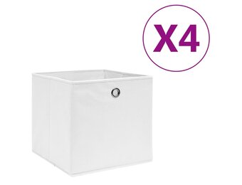 VidaXL Opbergboxen 4 st 28x28x28cm Nonwoven Wit - 40% Korting!