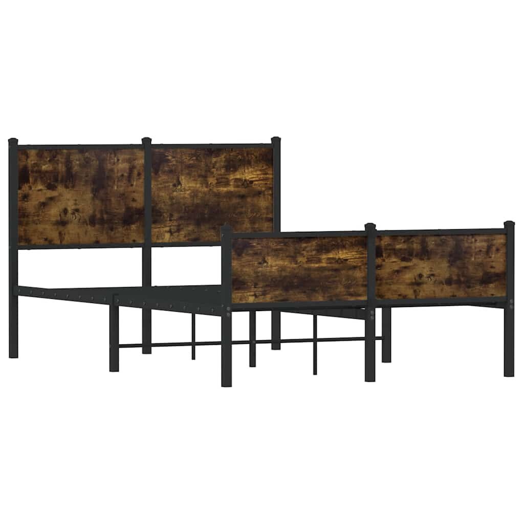 vidaXL Bedframe Metaal Gerookt Eiken 120x200cm - 60% Korting!