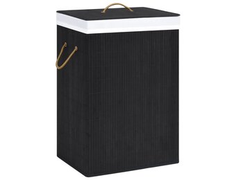 VidaXL Wasmand Bamboe Zwart 72L - 55% Korting! Licht Beschadigd