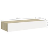 VidaXL Wandschap met Lade | Eiken & Wit | 60x23,5x10cm | 40% Korting!