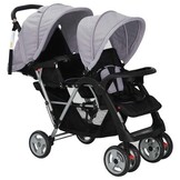 Dubbele Kinderwagen Staal Grijs/Zwart - 40% Korting! Nu met Korting!