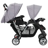 Dubbele Kinderwagen Staal Grijs/Zwart - 40% Korting! Nu met Korting!