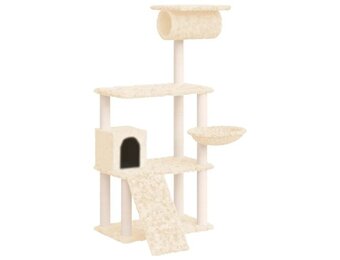 vidaXL Kattenmeubel Crème - 55% Korting! Sisal Krabpalen, 131 cm