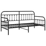 vidaXL Bedframe voor een daybed met hoofdeinde Zwart 90 x 190 cm Staal