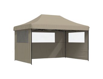 vidaXL Partytent inklapbaar pop-up met 3 zijwanden taupe