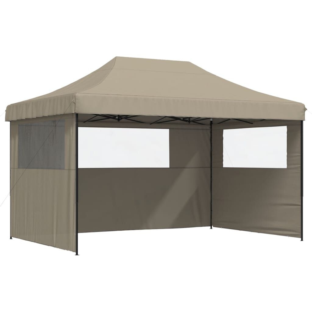 vidaXL Partytent inklapbaar pop-up met 3 zijwanden taupe