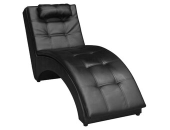 vidaXL Chaise longue met kussen kunstleer zwart