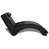 vidaXL Chaise longue met kussen kunstleer zwart
