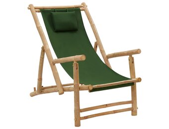VidaXL Terrasstoel Bamboe & Canvas Groen - 55% Korting! Laatste Stuks!