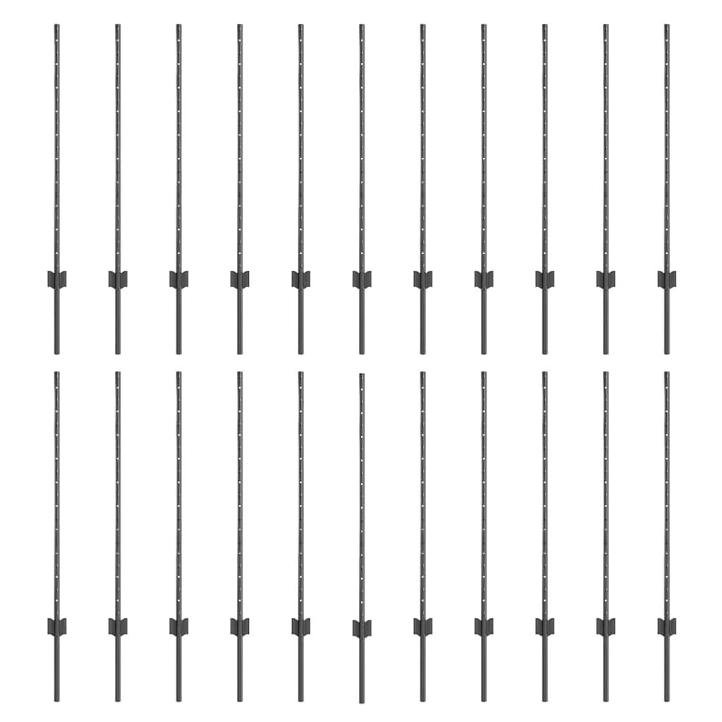 VidaXL Hekpalen 22 Stuks Grijs Staal 100 cm - 80% Korting!