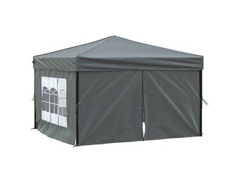 vidaXL Partytent inklapbaar met zijwanden 3x3 m antracietkleurig