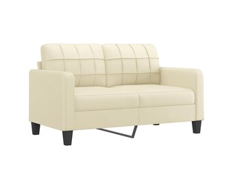 vidaXL Tweezitsbank 140 cm kunstleer crèmekleurig