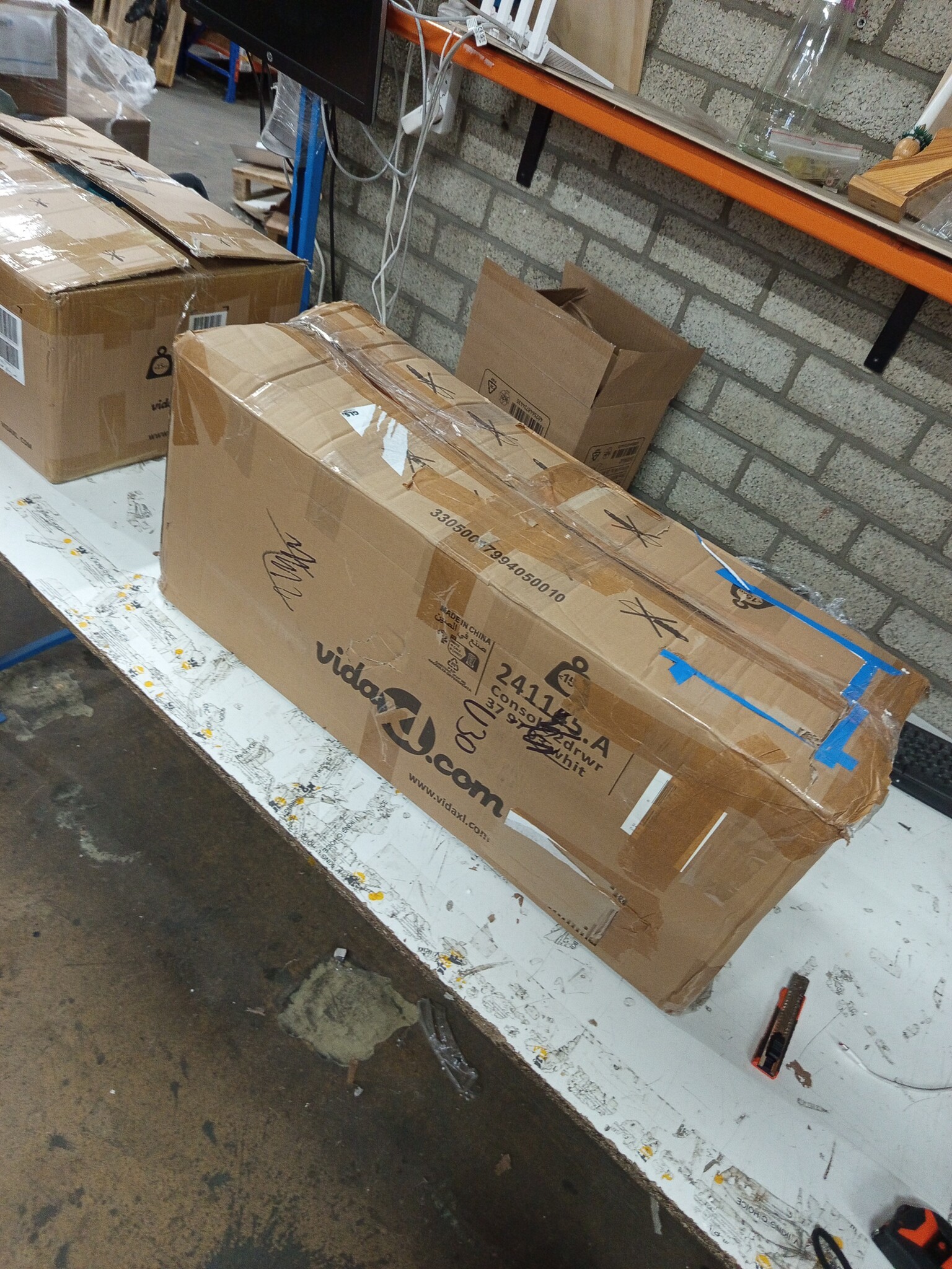 vidaXL Bijzetkastje met 2 lades wit