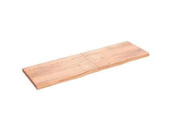 vidaXL Wastafelblad 200x60x(2-6) cm behandeld massief hout lichtbruin