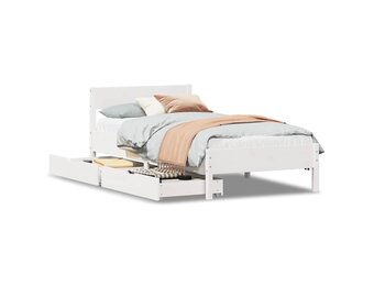 vidaXL Bedframe zonder matras massief grenenhout wit 75x190 cm