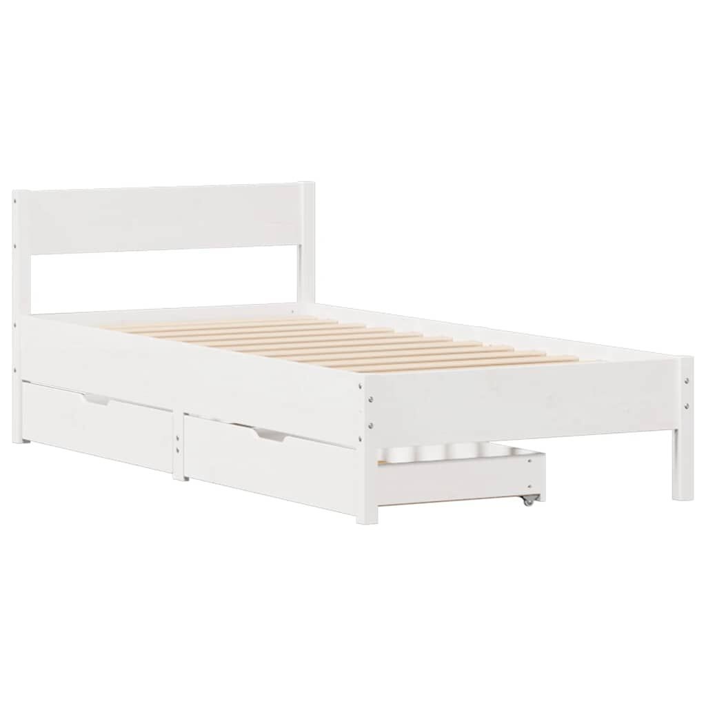 vidaXL Bedframe zonder matras massief grenenhout wit 75x190 cm