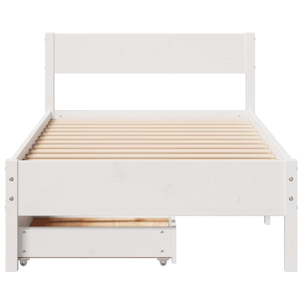 vidaXL Bedframe zonder matras massief grenenhout wit 75x190 cm