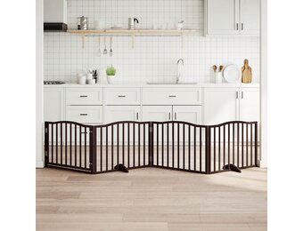 vidaXL Hondenhek inklapbaar 4 panelen 320cm populierenhout bruin eiken