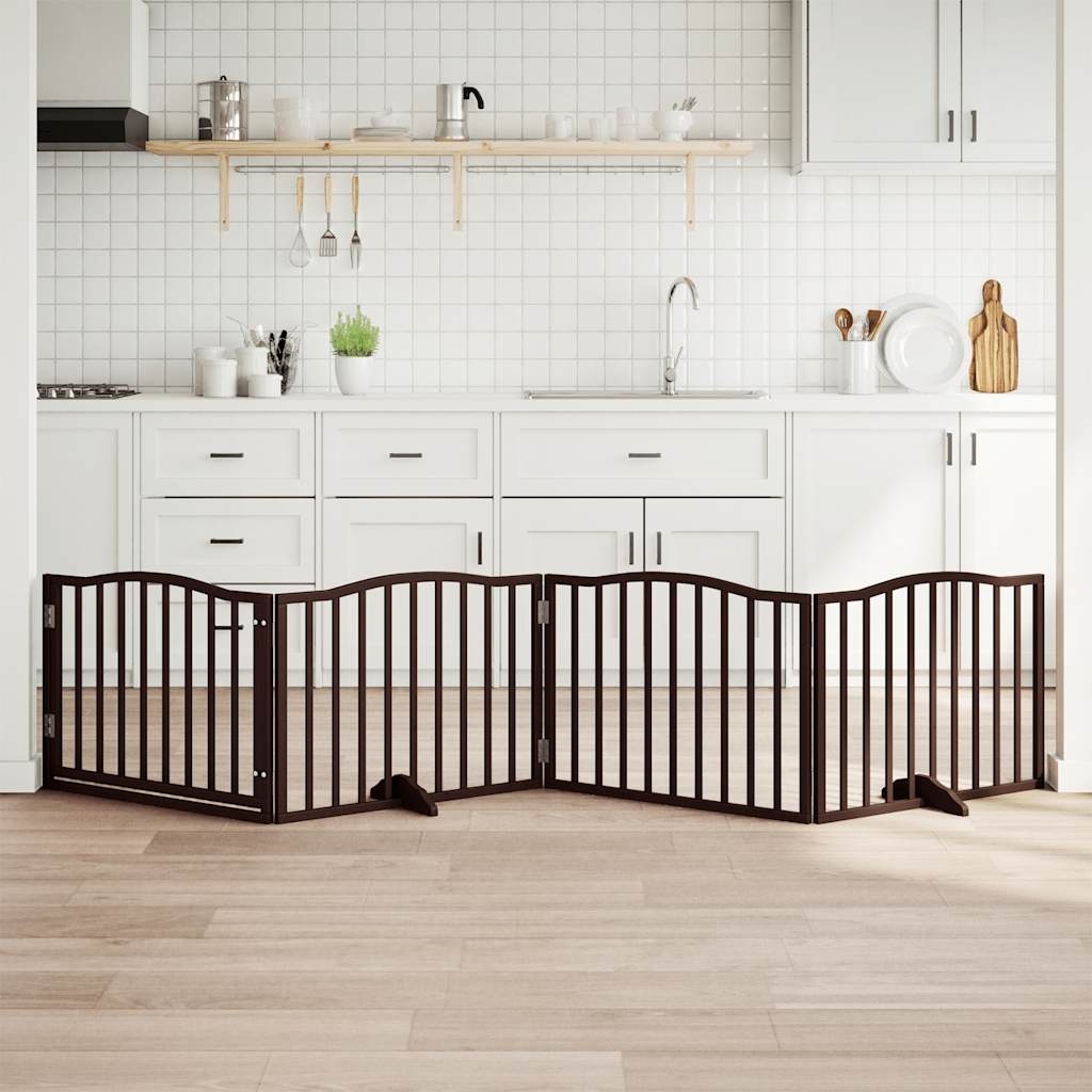 vidaXL Hondenhek inklapbaar 4 panelen 320cm populierenhout bruin eiken