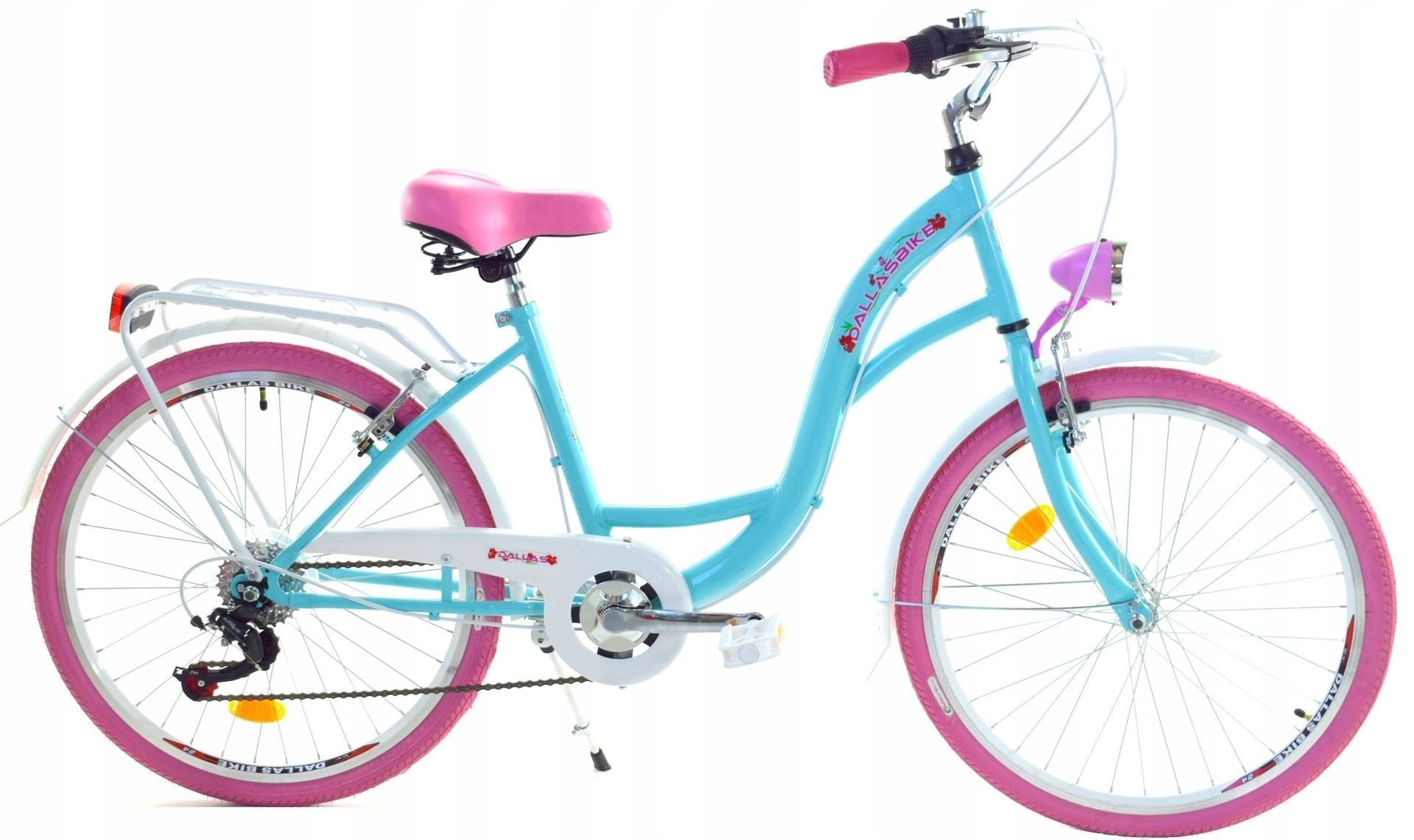 Meisjesfiets 26" Zeegroen/Roze 7 Versn. - 64% Korting! (Nieuwstaat, zonder trappers/zadel)