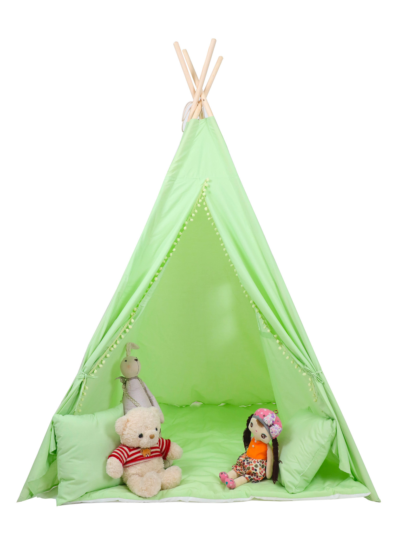 Tipi Tent Speeltent Groen - Incl. Vloermat & 2 Kussens - 46% Korting!