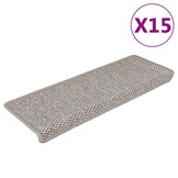 vidaXL Trapmatten zelfklevend 15 st sisal-look 65x21x4cm zilverkleurig